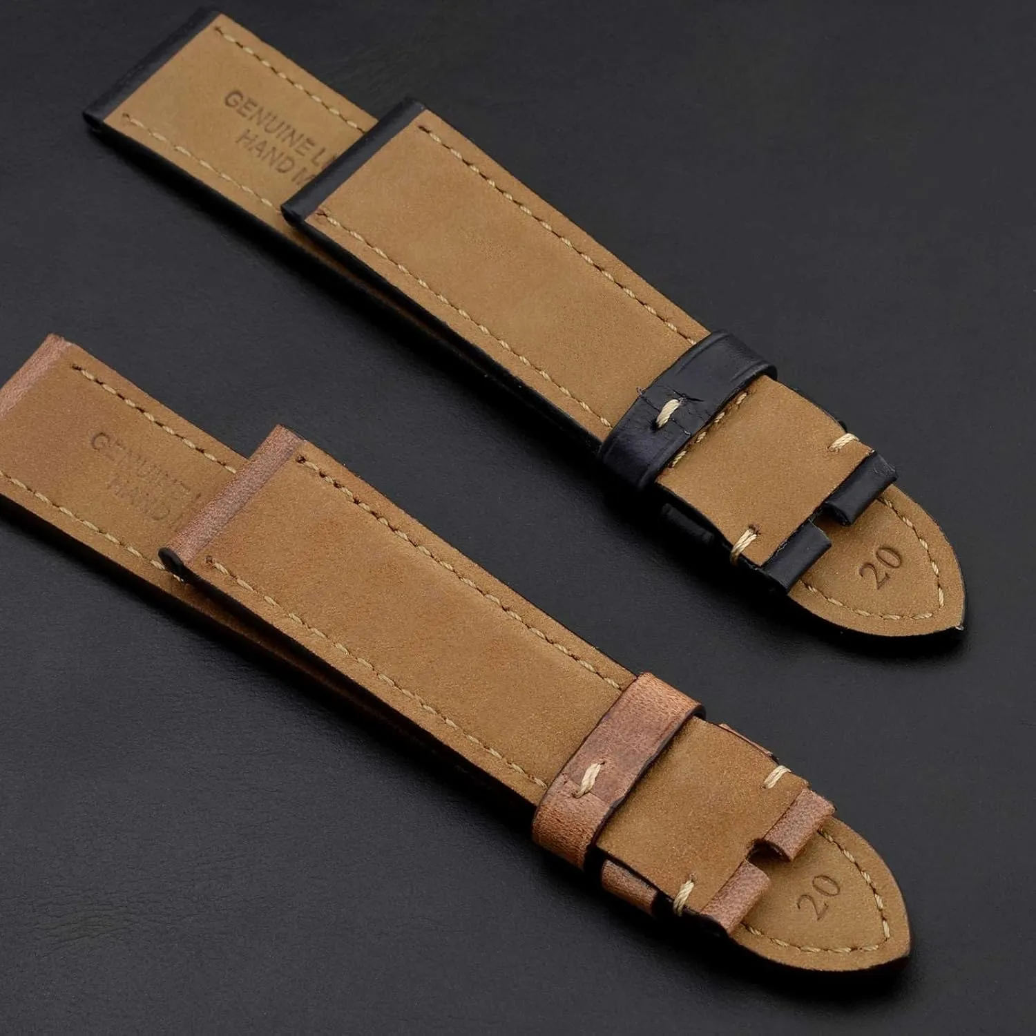 Watch Band 18mm 19mm 20mm 21mm 22mm 23mm 24mm, unsure Antique Watch Straps for Men, Supple and Breathable Calfskin BISONSTRAP Leather 
