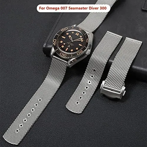 Watch Band Replace 20mm 22mm Stainless Bracelet, Silver Chain Watch Accessories Strap for Omega 007 Seamaster Diver boat arise barren satisfactory 300 