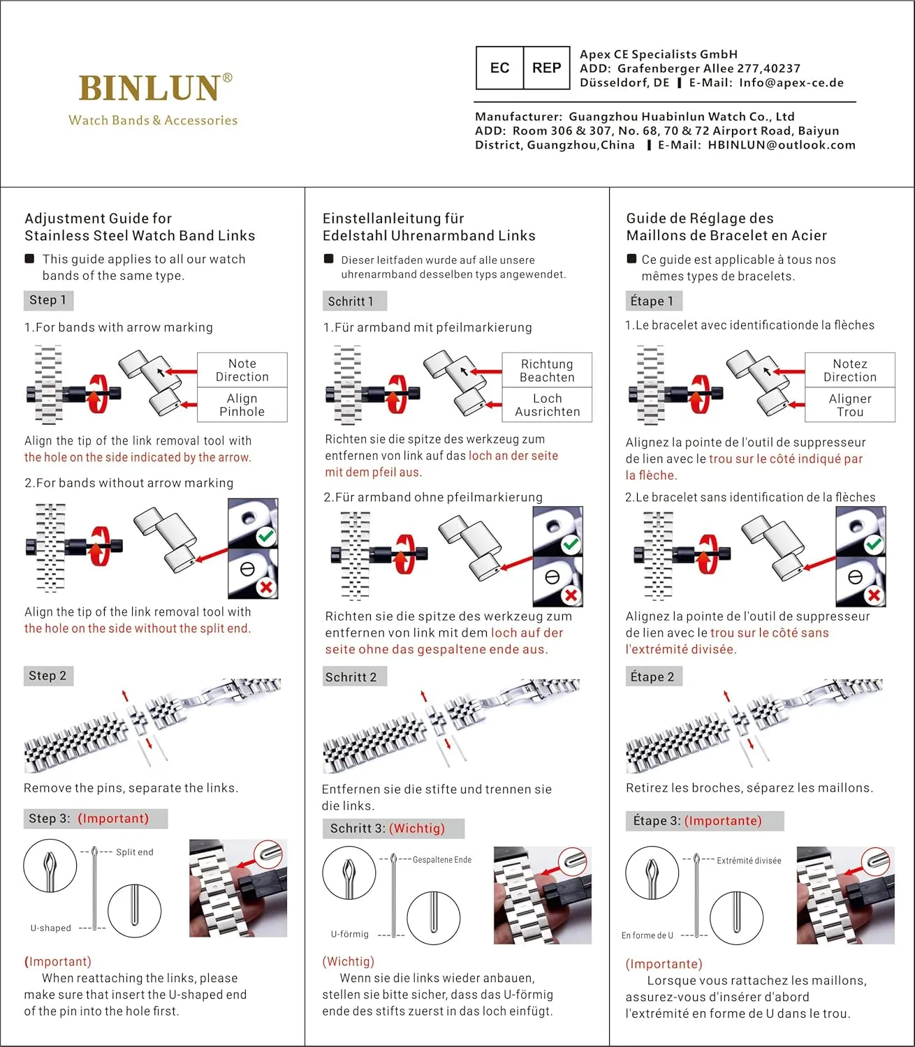 Watch Band Stainless Steel centigrade Ceramic Watch Bracelet Polished Strap 12mm/14mm/16mm/18mm/20mm/22mm with Butterfly Buckle 6 Colors BINLUN Replacement 