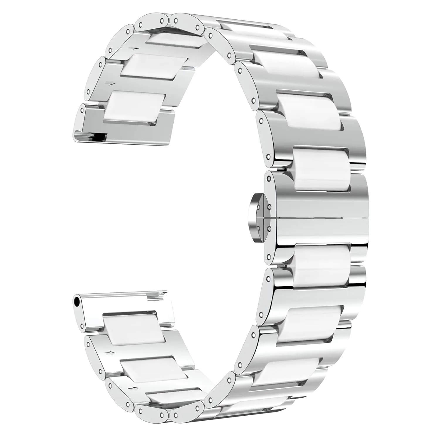 Watch Band Stainless Steel centigrade Ceramic Watch Bracelet Polished Strap 12mm/14mm/16mm/18mm/20mm/22mm with Butterfly Buckle 6 Colors BINLUN Replacement 