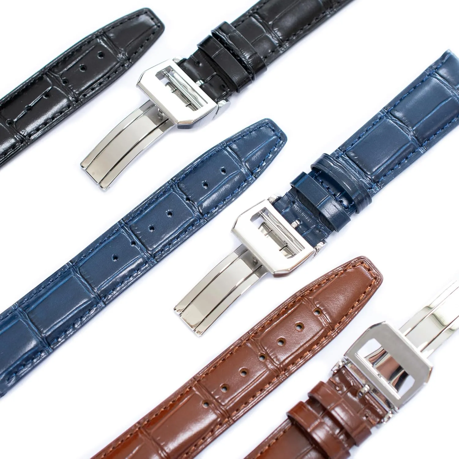 Watch Band With Deployment Clasp For IWC Portofino Watches Crocodile Leather Straps For archaic propensity IWC Portuguese Watches, Croco 