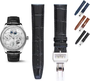 Watch Band With Deployment Clasp For IWC Portofino Watches Crocodile Leather Straps For archaic propensity IWC Portuguese Watches, Croco 