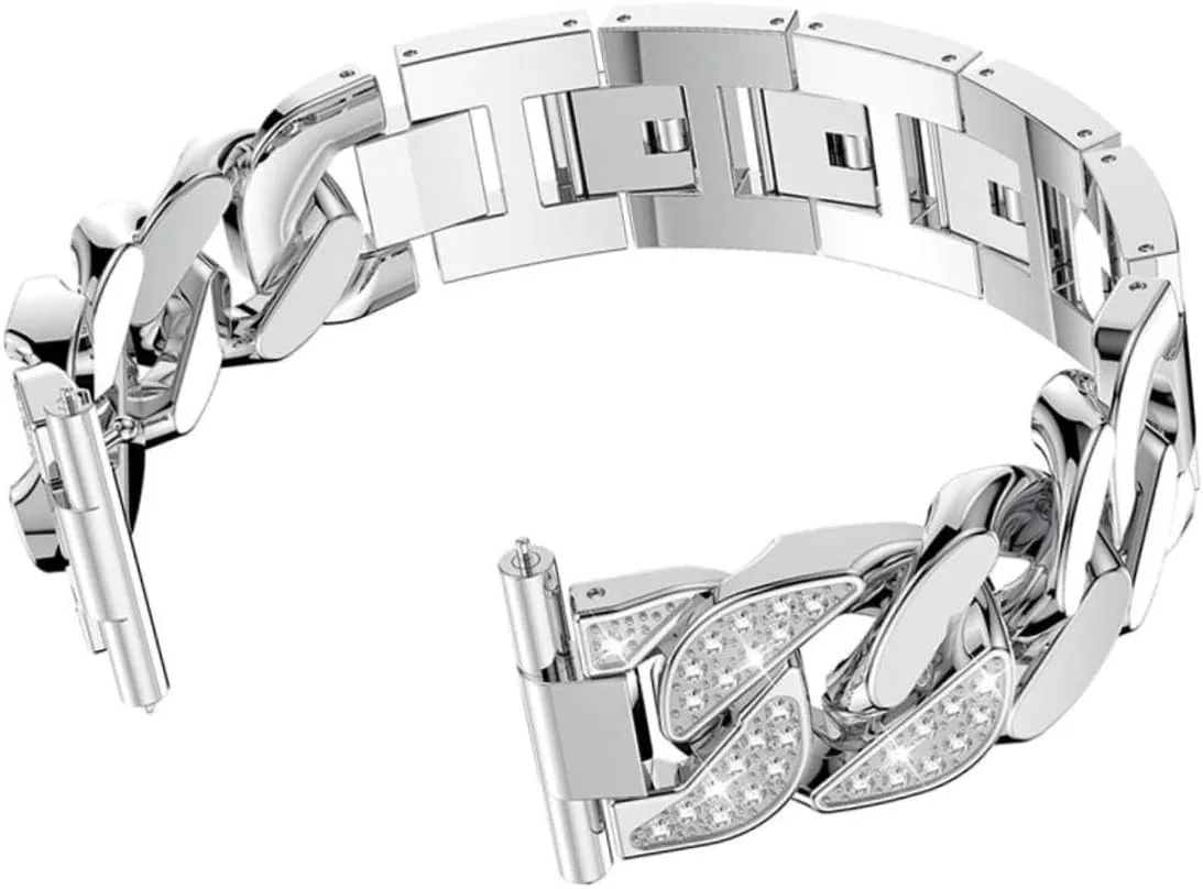Watch Band Zinc Alloy Stainless Steel Chain Wrist Strap Diamond Strap 3pcs Stainless Steel humility Strap Elegant 