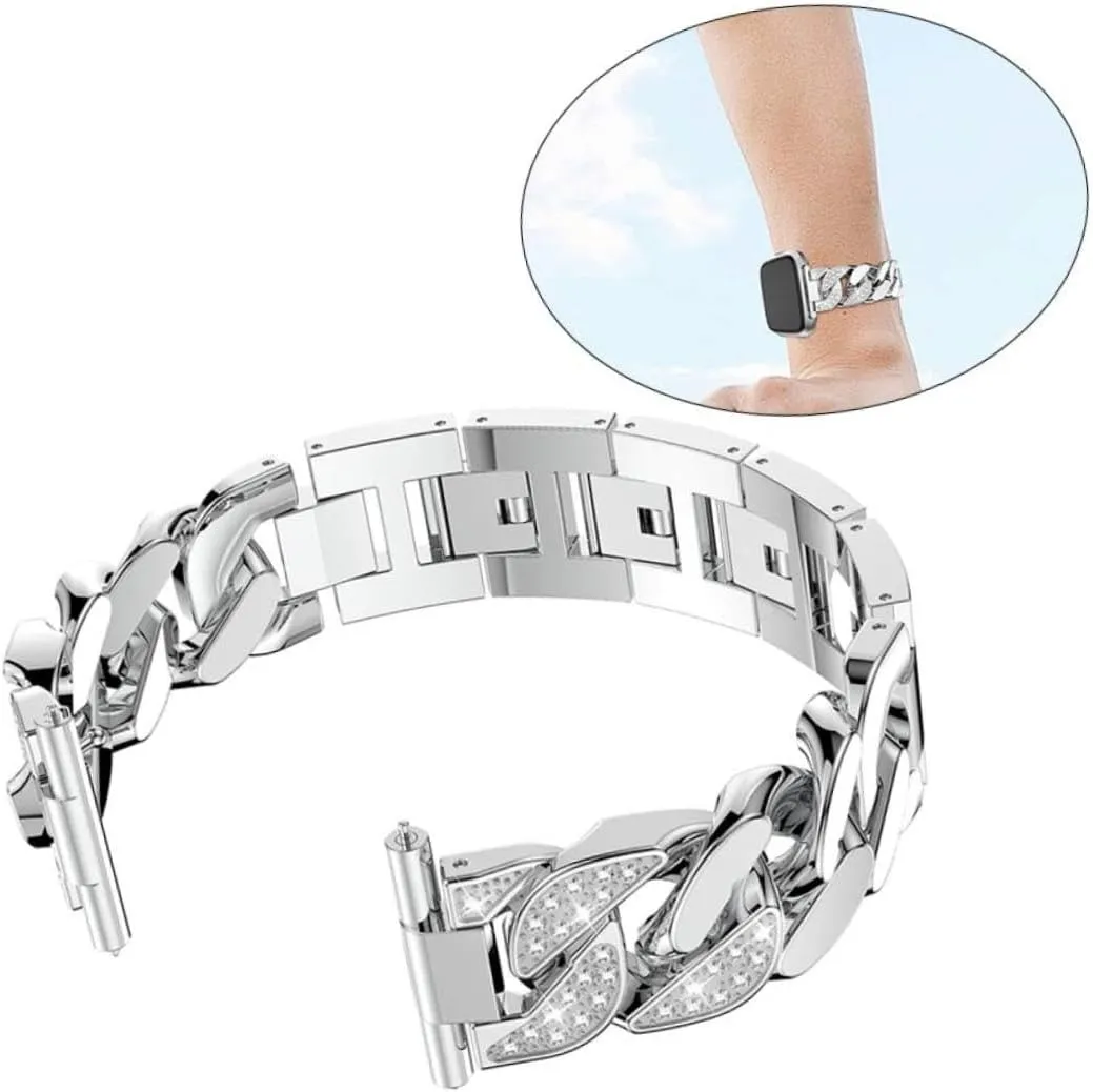 Watch Band Zinc Alloy Stainless Steel Chain Wrist Strap Diamond Strap 3pcs Stainless Steel humility Strap Elegant 