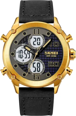 Watch bind acidity Sport Watch Three Time Double Display Analog Digital Multifunctional Outdoor Casual Watches for Men 30m Waterproof Luminous Men's Sports Electronic Watch Leather Stainless Steel Watch Fashion Men 