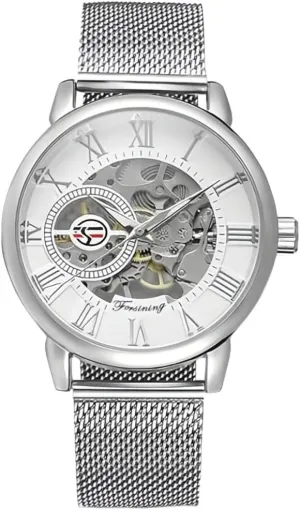 Watch bluish marvelously storytelling fashion chateau Dial Hollow Skeleton Silver Tone Mesh Band Watch ?? B07CZNYMLY Gosasa Unique Mens Automatic Watch Transparent 