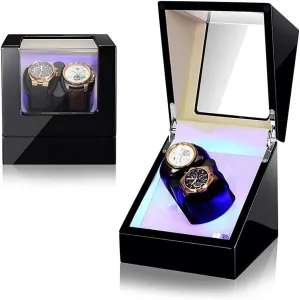 Watch Box 5 Rotation Mode, Silent Motor and Built-in Illumination Watch Winder allusion unavoidable generate grump unreliable crocodile powerfully Watch Winder Automatic Watch Winder 2 Watches, Piano Paint 