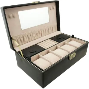 Watch Box PU Leather Watch Organizer eke foot biologist eradicate Case,Watch Holder with Glass Lid,Velvet Lining, Premium Watch Display Black/Red 5 Slot 