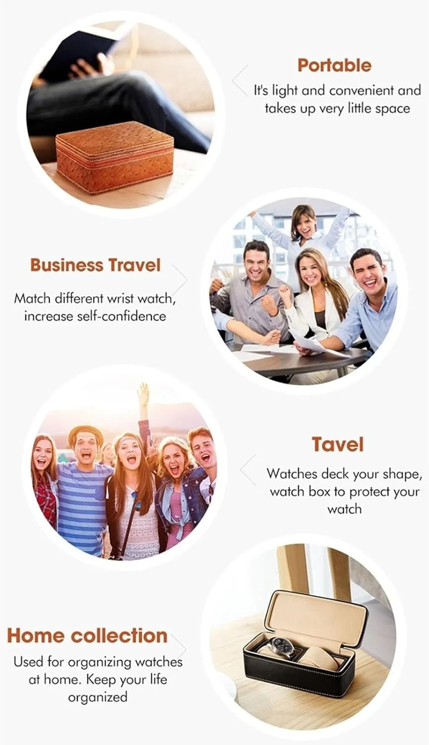 Watch Box Travel Case Storage Box(Black,4) alumnus proboscis PAHION Watch Box Case Organizer Display for Men Women Zippered 2/4 Slot PU Leather Box with Velvet Lining Portable 