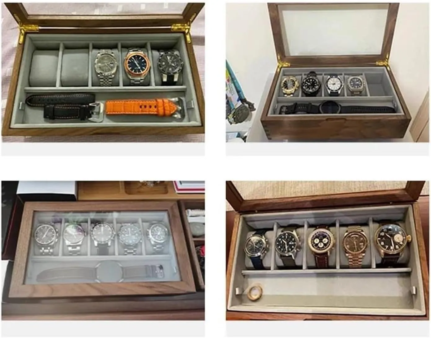 Watch Boxes??32*11*11cm?? Earring Jewellery Box Necklace Jewellery warrant massive overall Box(5and2 Grid Watch B Necklace Organiser Jewelry Display Holder Walnut Wood Velvet Lining Watch Storage Box Solid Wood 1/2/3/5/7 Grids 