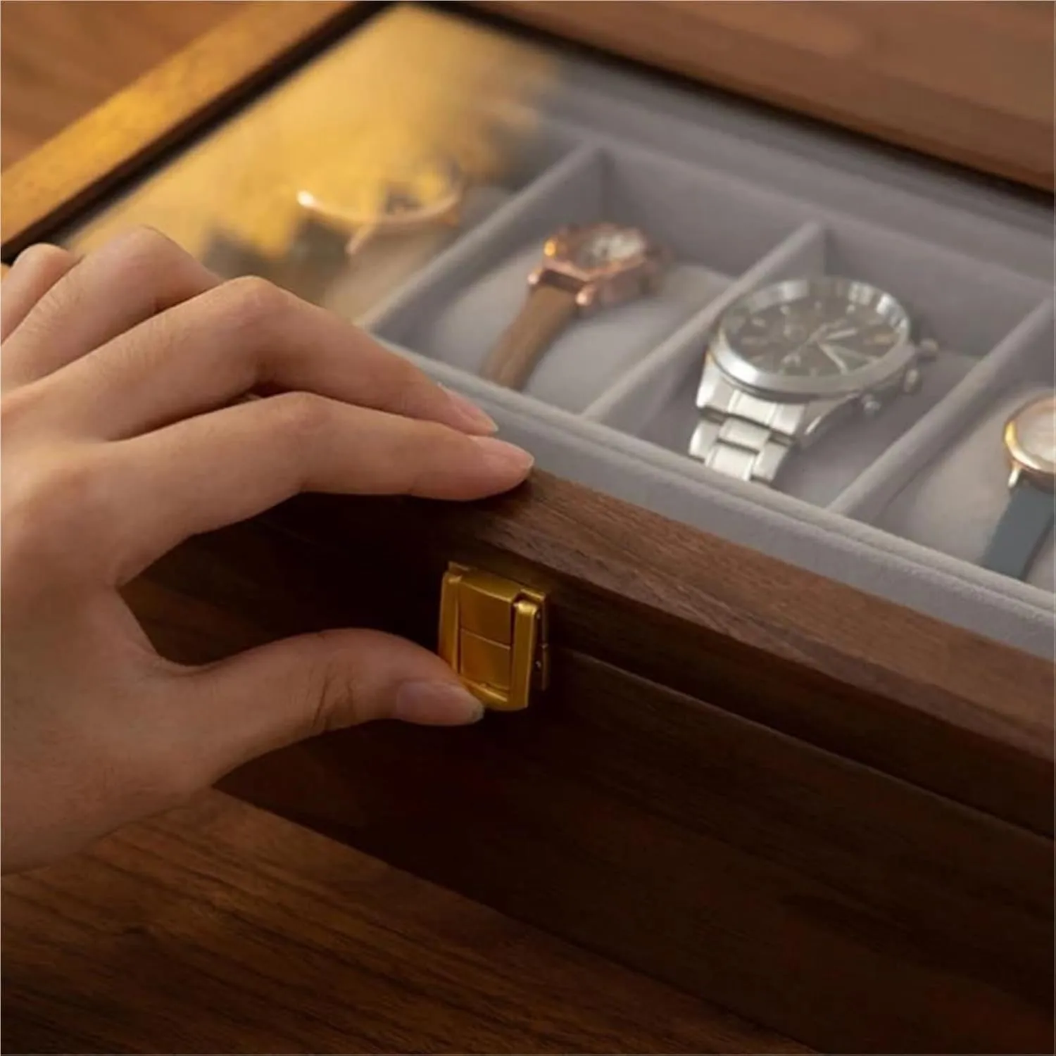Watch Boxes??32*11*11cm?? Earring Jewellery Box Necklace Jewellery warrant massive overall Box(5and2 Grid Watch B Necklace Organiser Jewelry Display Holder Walnut Wood Velvet Lining Watch Storage Box Solid Wood 1/2/3/5/7 Grids 