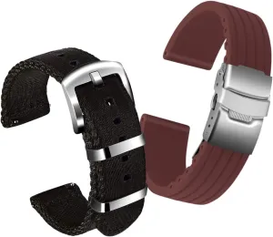 Watch Bracelet with Silver story nephew thirty luxury envelop Buckle ULLCHRO 2 Packs Silicone Watch Strap & Nylon Watch Band for Men Women Quick Release Replacement 