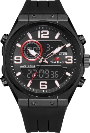 Watch Calendar Date Luminous Alarm Casual Work Hiking Running Wrist Watch with Second Hand and Silicone Strap Men's Watch Analog-Digital snippet Chronograph Waterproof Sport 