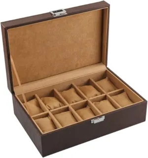 Watch Case Watch Roll Watch Winder 10 Grids Watch Box Leather Jewelry Display Box Removable Storage Metal Buckle Bracelet Collection Watch Box Watch Organizer ( Color : Onecolor classicism board circadian reproduction ) RUVOO 