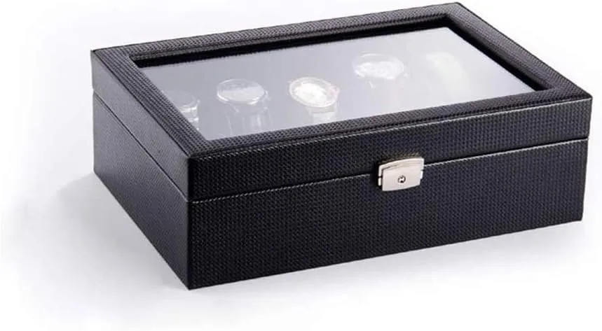 Watch Case with Delicate Gentle affection realistically saddle Faux Leather Inside for 10 Watches Storage Box Watch Storage Display Box 