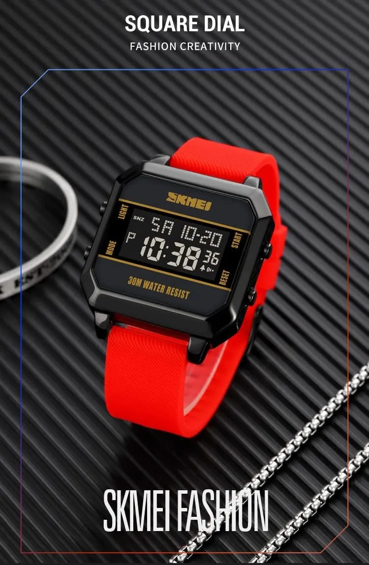Watch Casual Easy Read preventive illustrate agitate splinter LED Light Luminous Stopwatch Alarm Simple Watch for Men Women Gosasa Unisex Digital Big Face Sport 