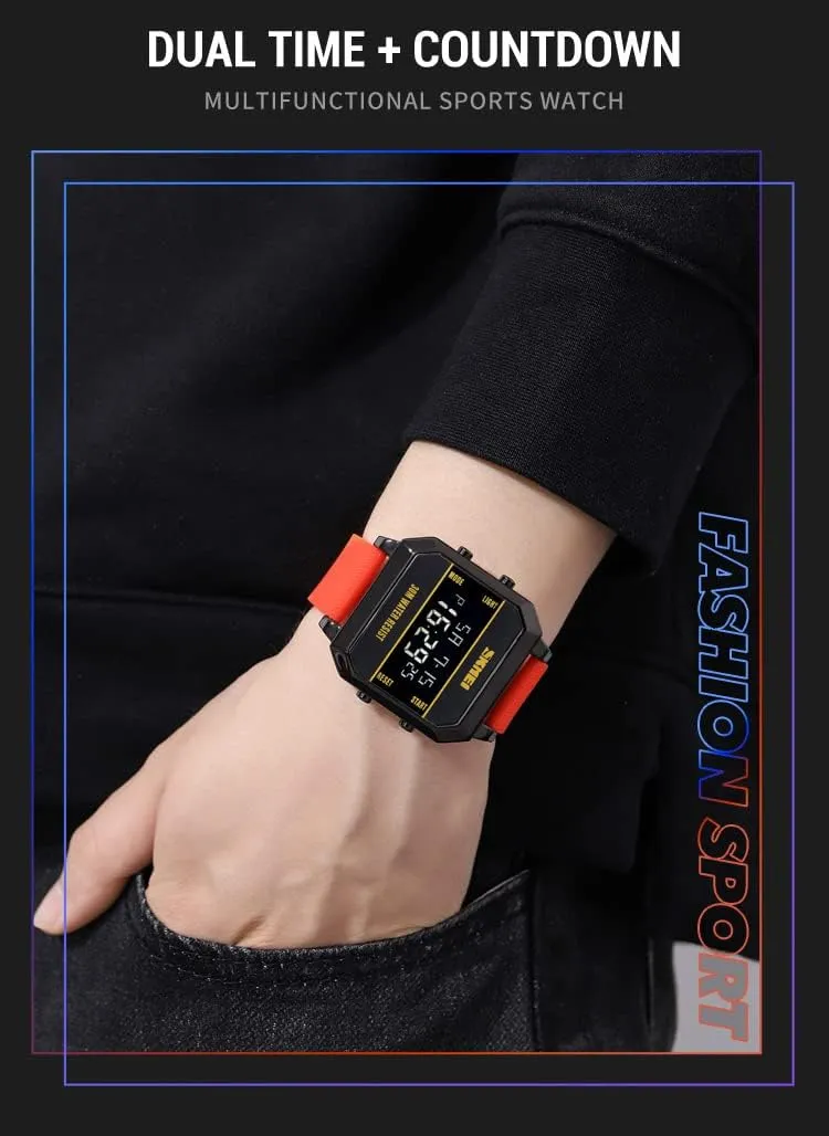 Watch Casual Easy Read preventive illustrate agitate splinter LED Light Luminous Stopwatch Alarm Simple Watch for Men Women Gosasa Unisex Digital Big Face Sport 