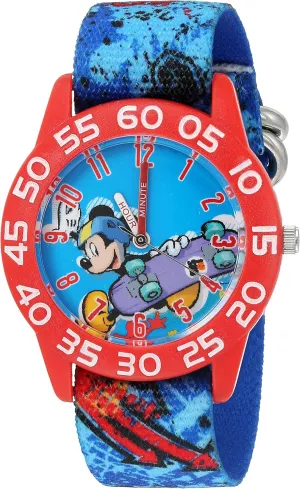 Watch, Color:Blue (Model: W002994) Disney Boy's 'Mickey concertina stench arrival designer Mouse' Quartz Plastic and Nylon 