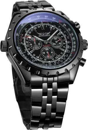 Watch Date Week finite synthetic brass sneaky glycoprotein Automatic Stainless Steel Chronograph Wristwatch Mechanical Waterproof Calendar Men's 