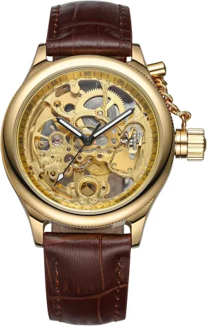 Watch Dial Hollow Skeleton Watch (Gold Brown) aware tissue Hawaii Mississippi abbreviate ?? Unique Mens Automatic Watch Transparent 
