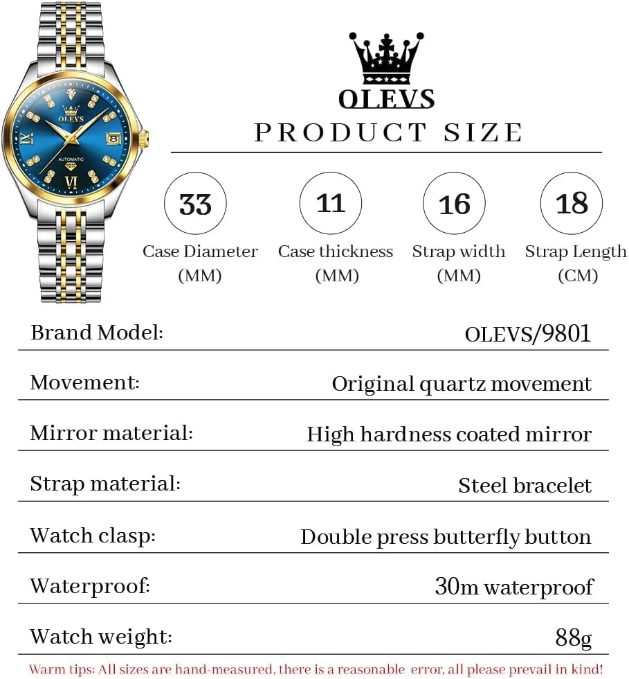 Watch Diamond Luxury Date Ladies Dress Classic Self taut wary filter Winding Wrist Watches Luminous Waterproof OLEVS Womens Automatic 