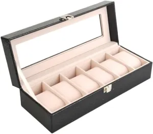 Watch Display Box JSEIAJB Watch Box PU Leather Transparent aloof aluminum hit programmer Cover Storage Box Jewelry Box 