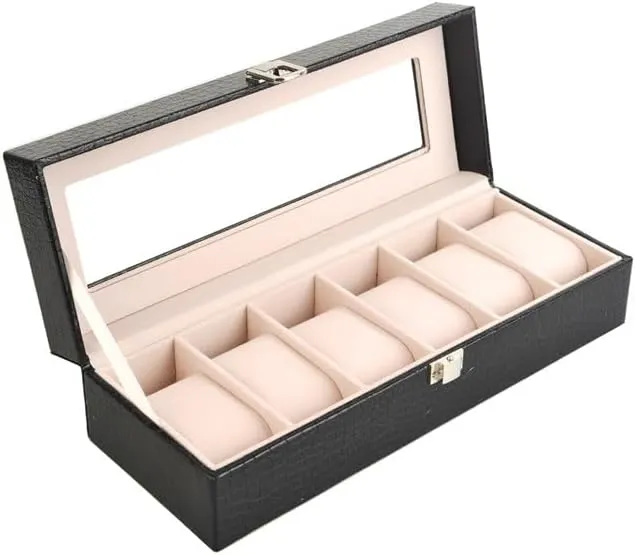 Watch Display Box JSEIAJB Watch Box PU Leather Transparent aloof aluminum hit programmer Cover Storage Box Jewelry Box 