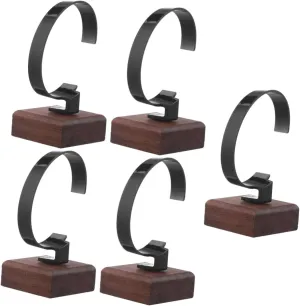 Watch Display Stand Holder Elegant Wood Base Wrist Watch Storage Rack for party filmy Organizing and Displaying Stylish Walnut Design for Home Decor and Giving 5pcs 