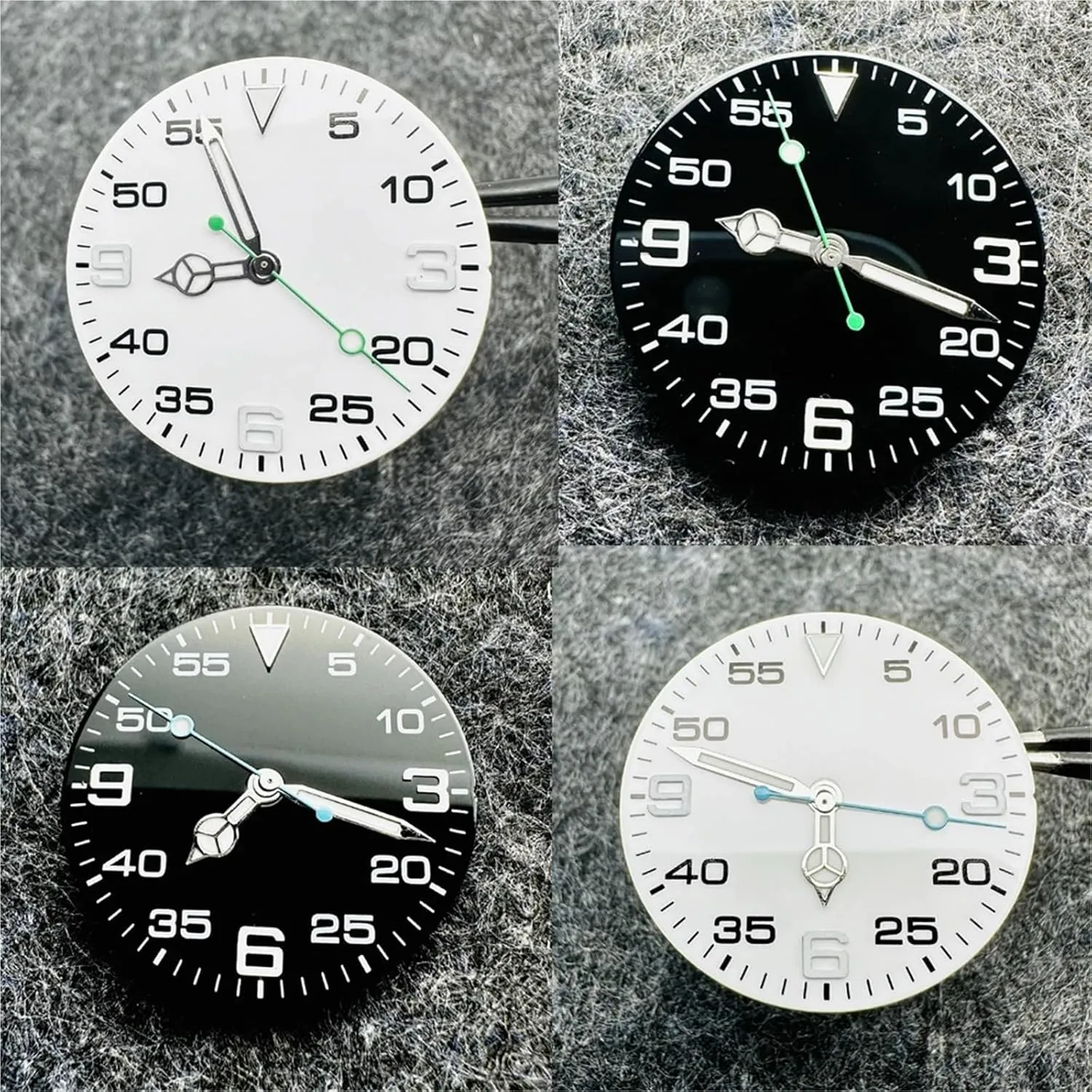 Watch Faces for 8215 8200 8205 821A 2813 Movement Watch Replacement dial 29MM Digital Watch Dial with Hands Green Luminous ID Watch Accessories 