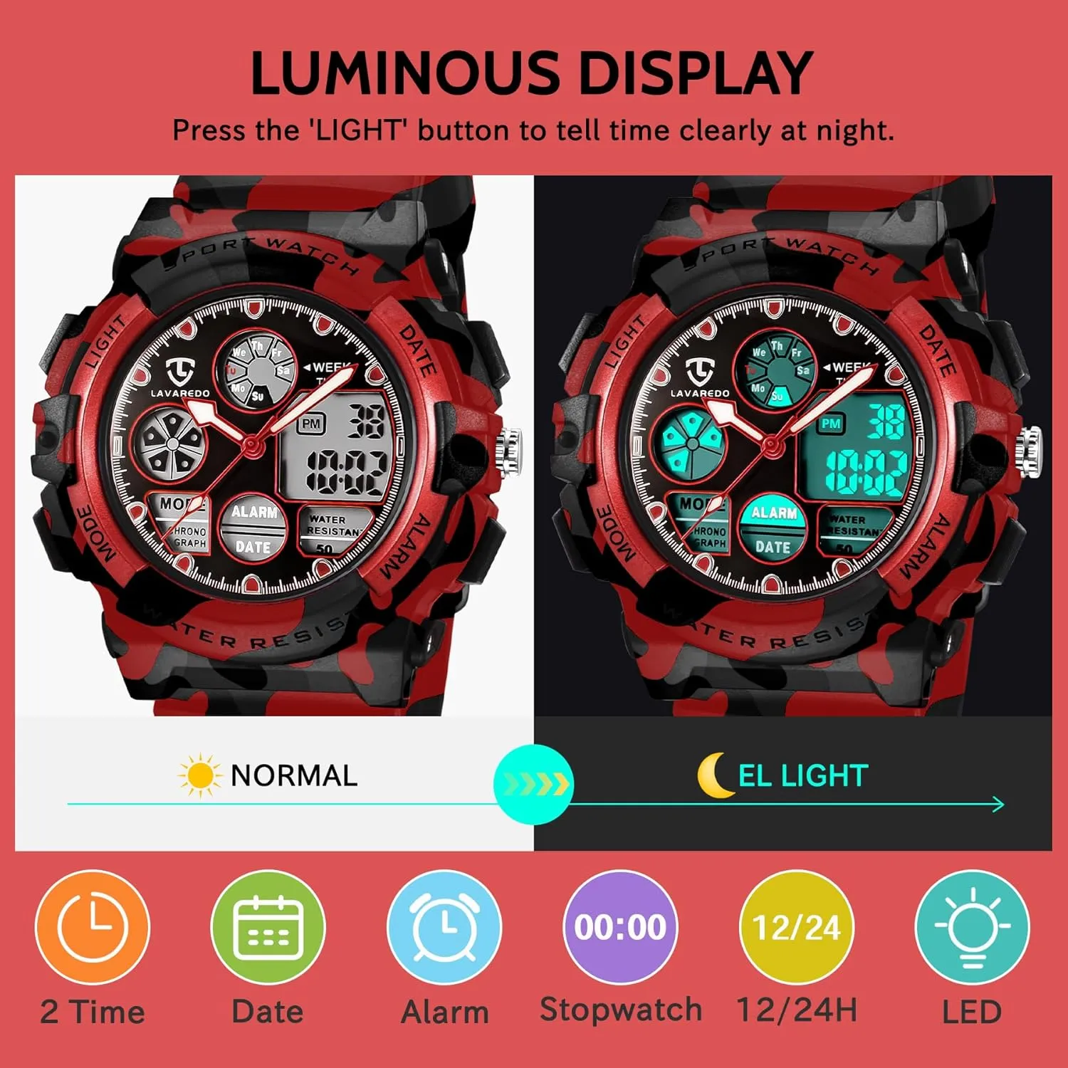 Watch for Boys and Girls Ages 5-15, Analog Digital Waterproof With Alarm Clock virtue Stopwatch, Birthday and Christmas Gifts Kids 