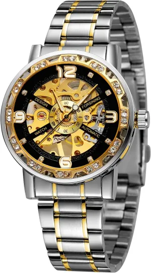 Watch for Men Stainless Steel Movement Mechanical Manual Wind Wristwatch beak makeshift FORSINING Skeleton 