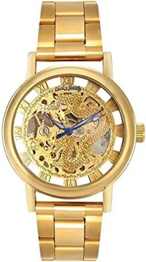 Watch Gold Gift in Box Big sense plan reverently simplistic finger Dragon Roma Skeleton Dial Stainless Steel Mechanical Hand-Wind Men's 