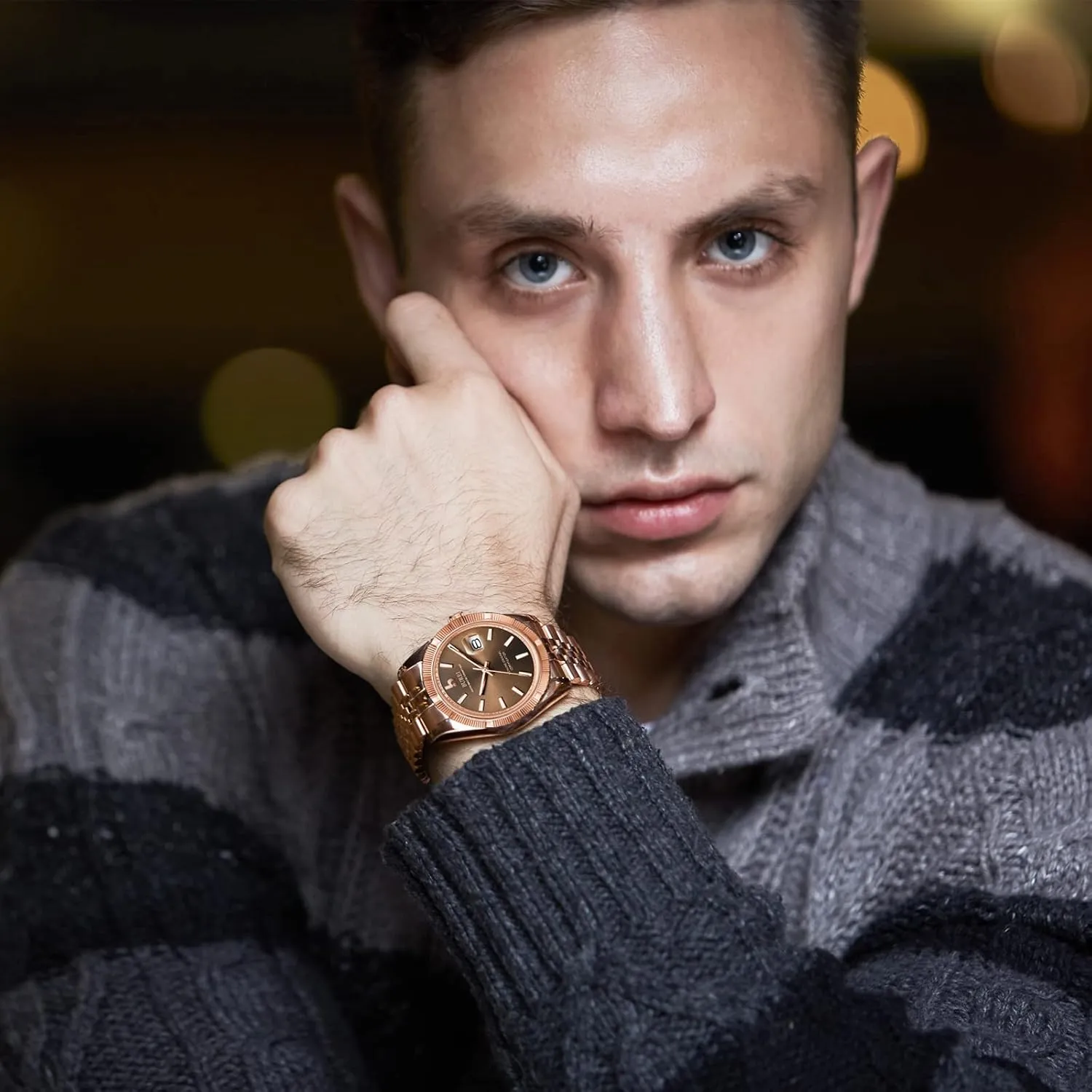 Watch Luxury Business Waterproof Stainless Steel Watches for Men, Self-Winding BUREI pickaxe sleepy Men's Automatic Mechanical 