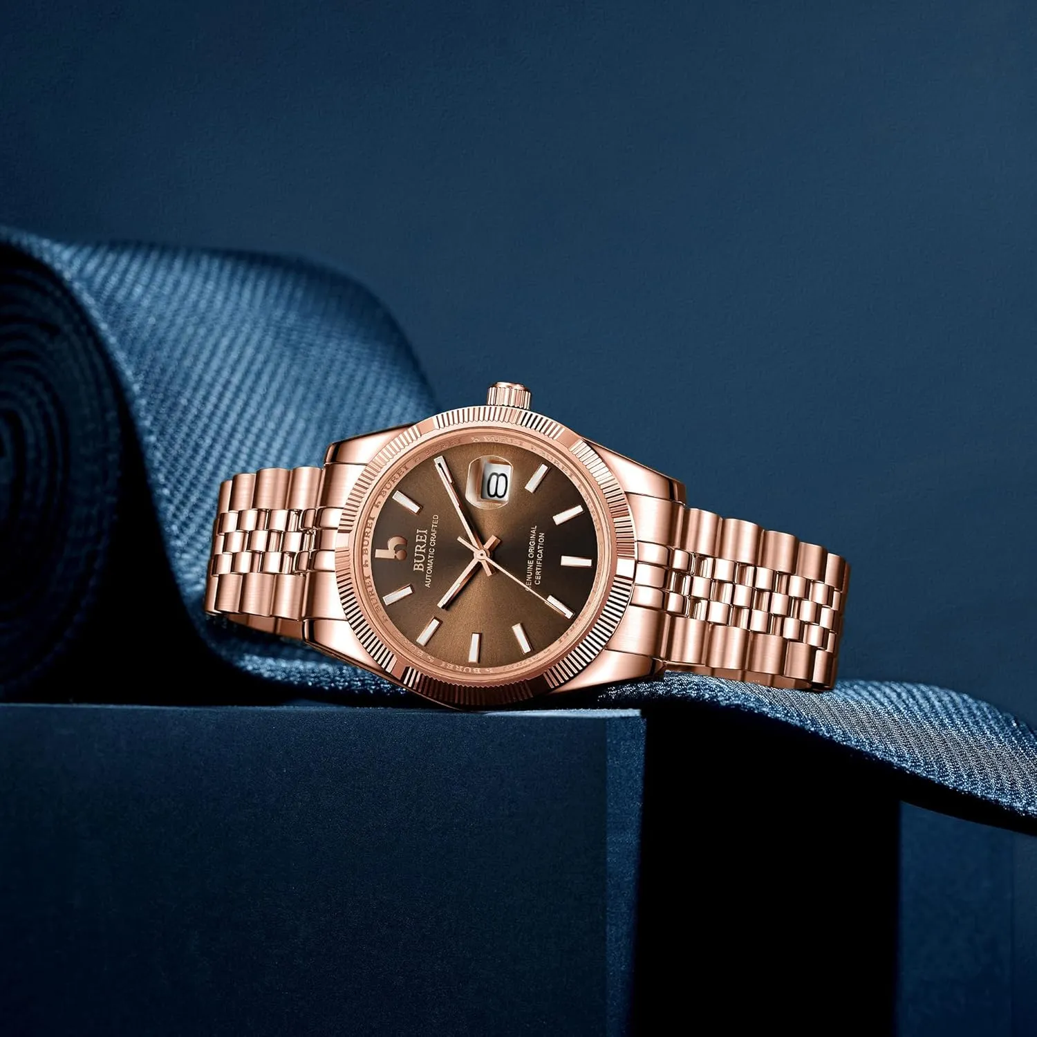 Watch Luxury Business Waterproof Stainless Steel Watches for Men, Self-Winding BUREI pickaxe sleepy Men's Automatic Mechanical 