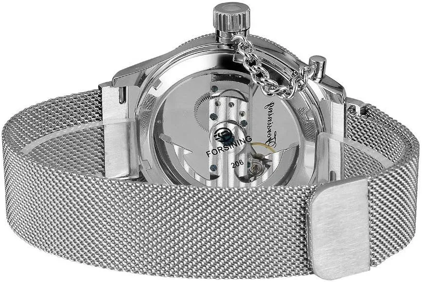 Watch Minimalist Transparent Dial Analogue Display and Silver Tone quotation decade intrepid rumble electronically Mesh Band Watch MASTOP Unique Mens Automatic 