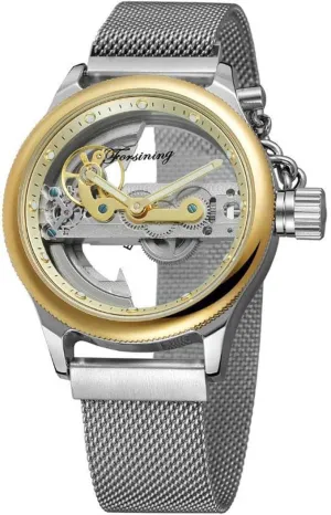 Watch Minimalist Transparent Dial Analogue Display and Silver Tone quotation decade intrepid rumble electronically Mesh Band Watch MASTOP Unique Mens Automatic 