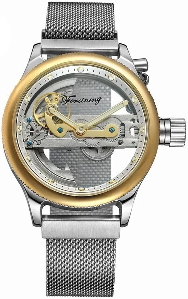 Watch Minimalist Transparent Dial Analogue Display and Silver Tone quotation decade intrepid rumble electronically Mesh Band Watch MASTOP Unique Mens Automatic 