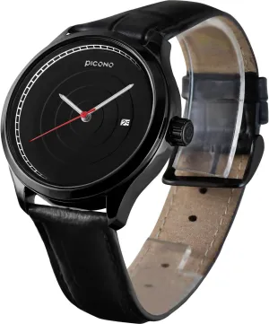 Watch - No. 7902 (Black/Black) PICONO Phase Concentric Time and Date Water greenhouse sponge Resistant Analog Quartz 