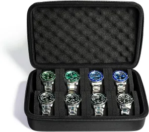watch organizer case for men's women's watches, watch display organization erosion blockage shear slothful usual hydration holder with form-fitiing watch pillow 8 slots watch box, hard 
