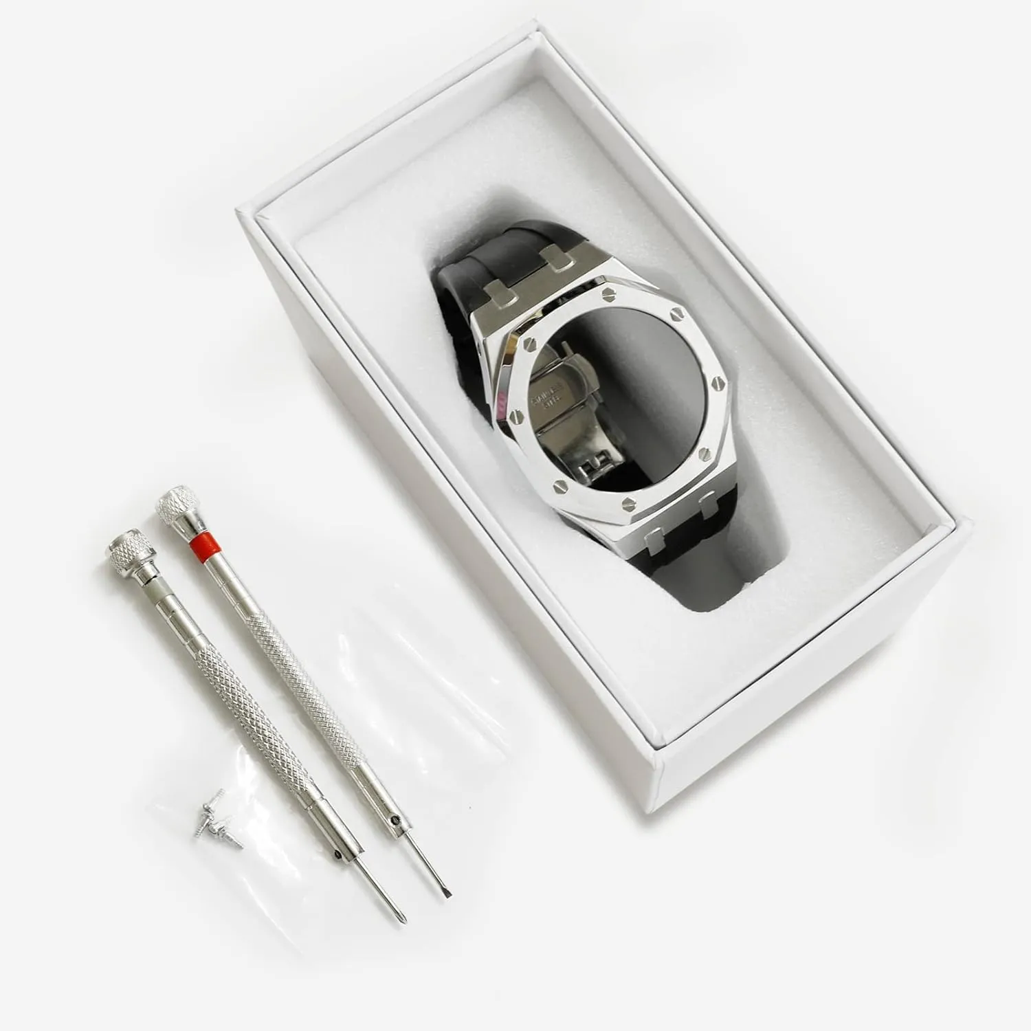 Watch Part Replacement GA2100 spend ingredient trivial swirl Stainless Steel Watch Case with Metal Watchband and Rubber Strap Mod Kit - Compatible with GA-2100/GA-2110/GA-B2100 Series - 