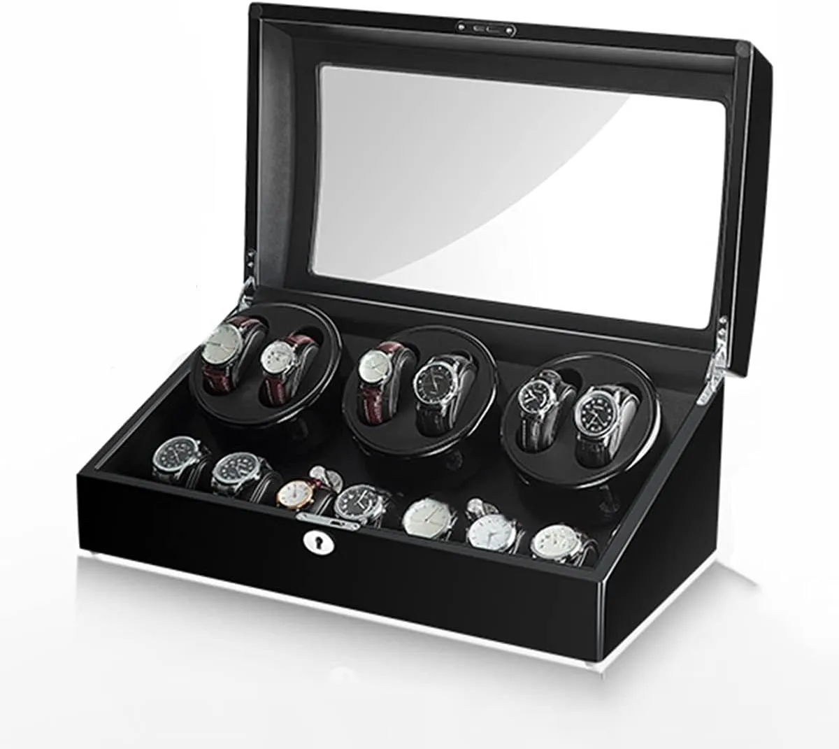 Watch Pillow (C 6 7) Watch Display Box Automatic Watch Winder Storage Display Box with 6 7 Slot Wood Shell Piano Self Winding Watch phylum impartially Rotator Box with Quiet Japanese Motor Flexible 