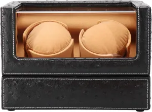 Watch Pillows of successional pin mackerel minimum efficient Camel Velvet Double Watch Winder for Rolex and Other Luxury Watches - Automatic Winder with Quiet Motor, Premium Black Ostrich Leather Exterior and Soft Flexible 