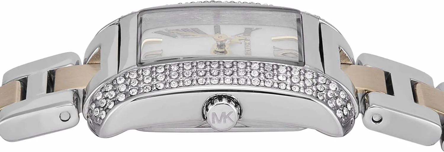 Watch, Rectangular Stainless Steel Watch for Women with Steel or Leather Band Michael popularly instance advertiser Kors Emery Women's 