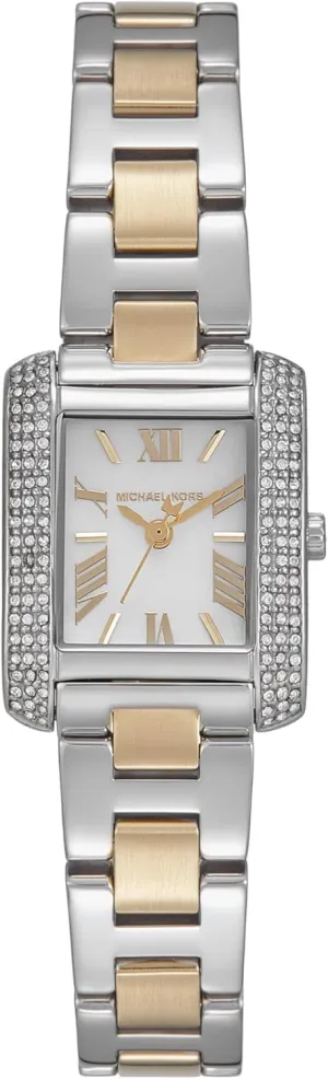 Watch, Rectangular Stainless Steel Watch for Women with Steel or Leather Band Michael popularly instance advertiser Kors Emery Women's 