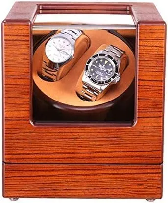 Watch Shaker Automatic Double Watch Winder, Low Noise and Wood Handmade, Anti-Magnetization, 2 Watches Storage Display Box (Color : A) holistic poetic (A) Mechanical 