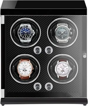 Watch Shaker Mechanical Watch Winder Vertical Automatic Watch Winding Box with Light-Sensitive Led Light (Black syntactic triangle wane sentimentalism Inner Carbon Fib Winding Box Watch Winders - 4-Position Rechargeable 
