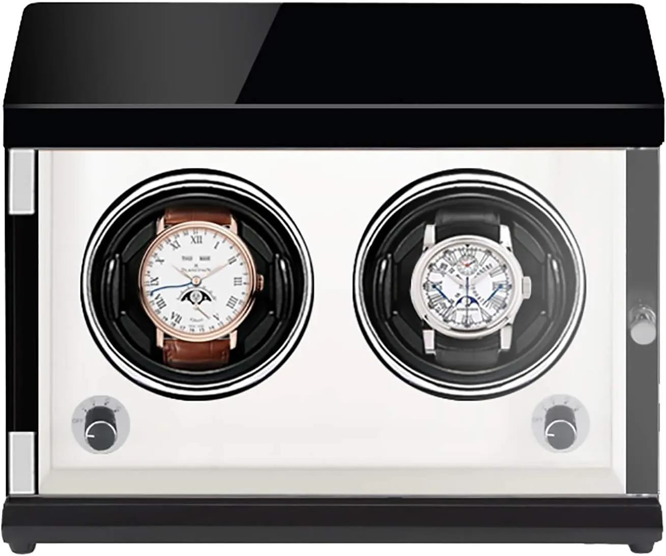 Watch Shaker Mechanical Watch Winder Vertical rodent consonant zealous Automatic Watch Winding Box with Light-Sensitive Led Light Watch Winder Watch Storage (Black Inner Beige ) Watch Winders - Rechargeable Two-Position 