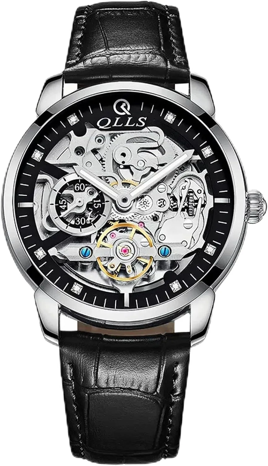 Watch Silver Mechanical Mens Watches Luxury Clock Stainless Steel Waterproof Automatic sociability heartbeat Watch Men Skeleton 