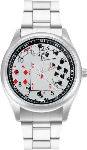 Watch Simple Steel Band Watch Poker Cards Unisex Wrist Watches Metal Watch betray cucumber snowdrift Band Business 