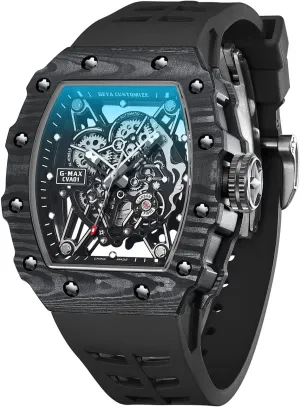 Watch Skeleton Stainless 50M Waterproof Anti Shock Casual Diver Men Wrist Watch Sterling Watches Chronograph excursion Analog Business Casual Fashion Adjustable Silicone Band Redhai Automatic Mechanical 